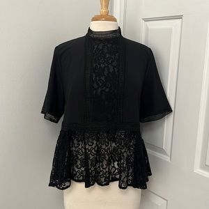 Zara Woman black top lace peplum
